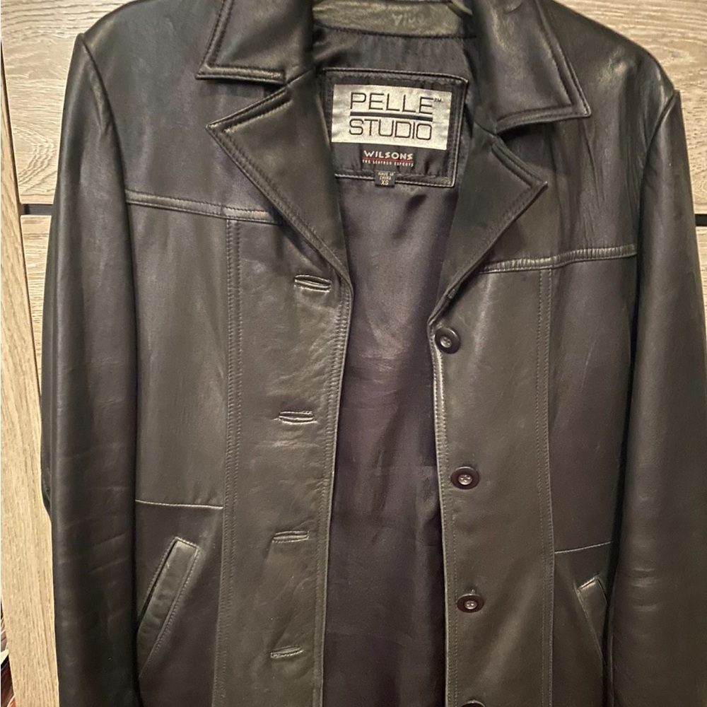 Pelle Studio  Dark Leather Trench Coat